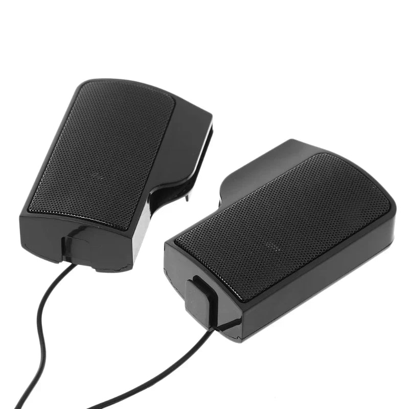 Black plastic high definition stereo wired desktop speakers with textured grille for office daily holiday use and party supplies