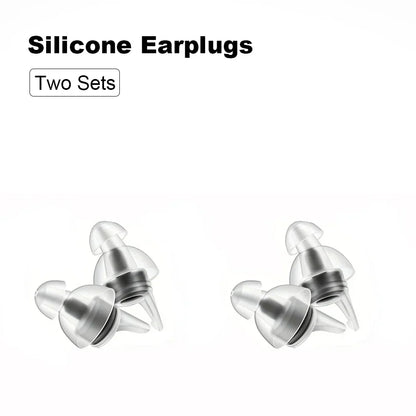 Clear silicone reusable musicians earplugs with metallic silver core for noise cancelling concert festivals drummers use