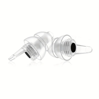 Clear silicone reusable musicians earplugs with black foam inserts for noise cancelling concert festivals drummers use