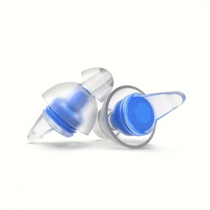Clear blue silicone reusable musicians earplugs with soft flexible design for noise cancelling concert festivals drummers