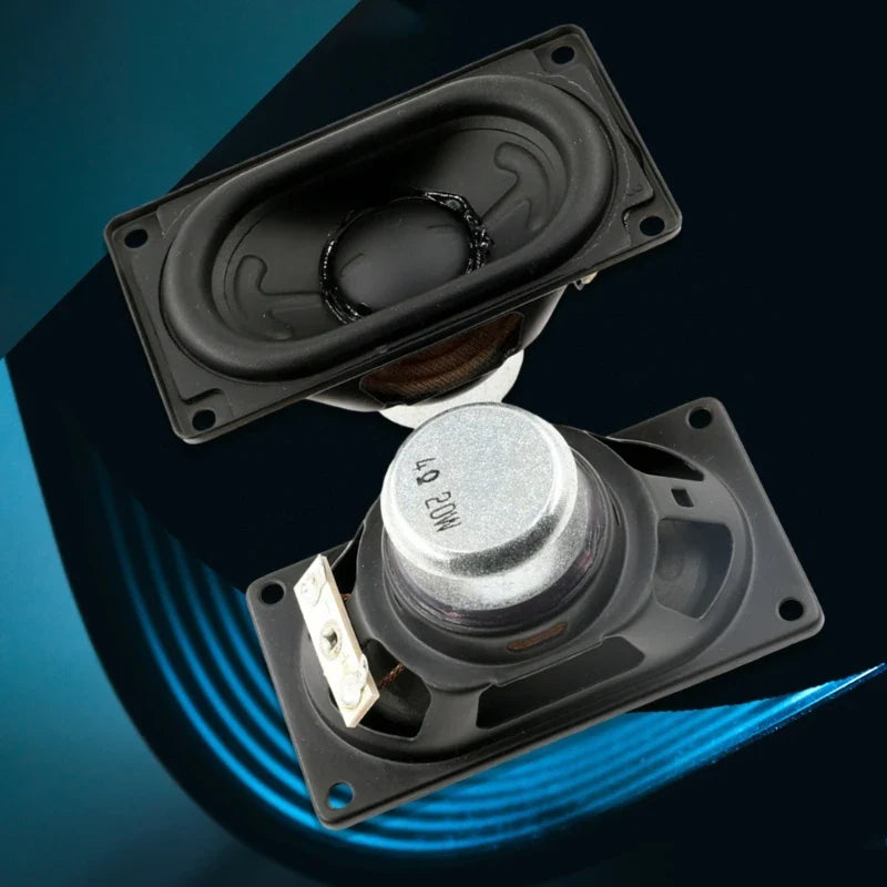 Black rectangular speaker horn with matte finish silver cones engraved 4Ω 20W bluetooth-compatible speaker part