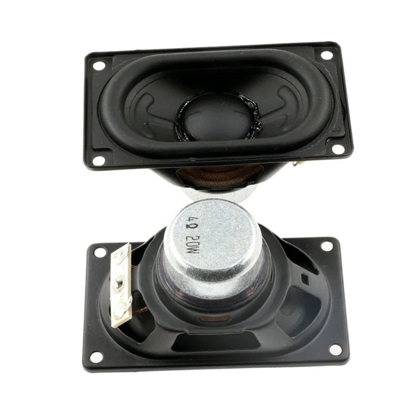 Black rectangular speaker drivers with silver 4ω 20w cone and rubber surround for bluetooth-compatible speaker horn repair