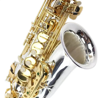 High quality alto saxophone jyas102dsg with silver tone adjustable keys and foldable wind instrument design