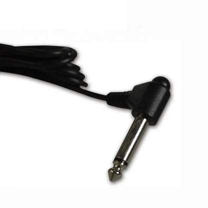 Black coiled audio cable with metallic 6.35mm plug and angled connector for cherub piano keyboard sustain pedal