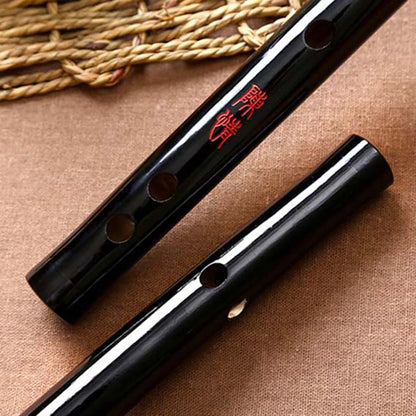 Black lacquered bamboo dizi flute with red chinese characters engraved traditional musical instruments quality flute chinese