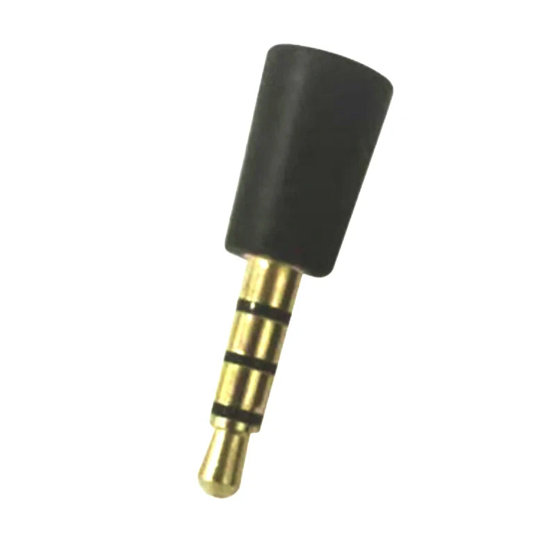 Black rubber-tipped 3.5mm audio metal plug with gold-plated contacts for portable recording gamepad and live broadcast microphone