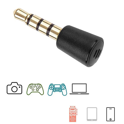 Gold-plated 3.5mm audio metal plug with black rubber grip for portable recording gamepad live broadcast microphone ps4 laptop mobile
