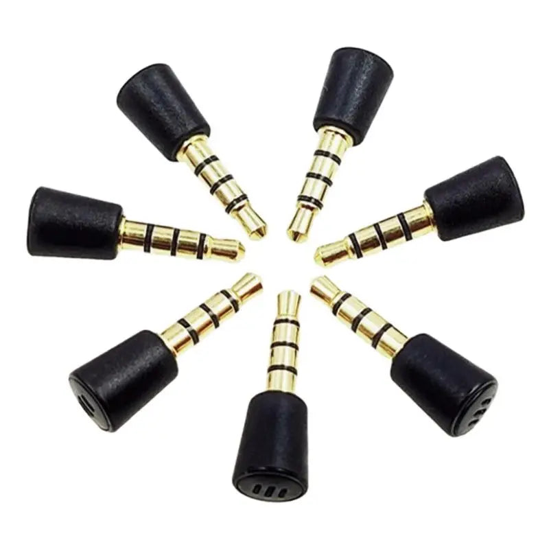 High-quality black rubber-tipped 3.5mm audio adapters with gold-plated connectors for ps4 laptop mobile recording and live broadcast microphone