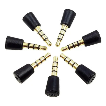High-quality black rubber-tipped 3.5mm audio adapters with gold-plated connectors for ps4 laptop mobile recording and live broadcast microphone