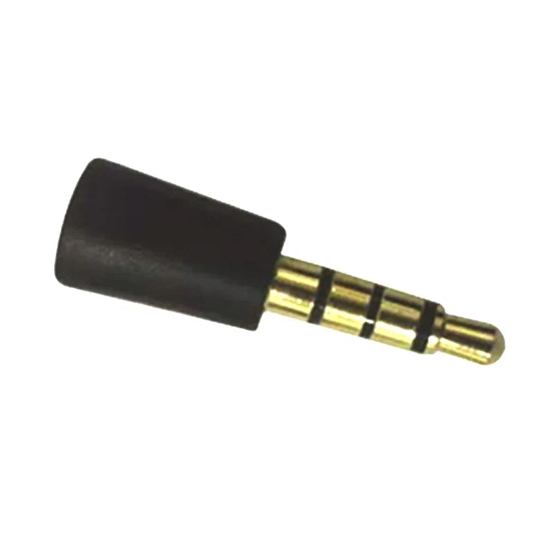 Black rubber-tipped 3.5mm audio jack adapter with gold-plated contacts for portable recording gamepad ps4 laptop mobile use