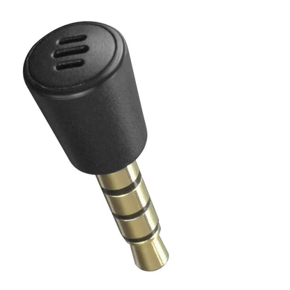 Black silicone-capped metal usb microphone adapter with gold-plated 3.5mm jack for portable recording gamepad and ps4 laptop mobile use