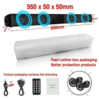 Black wireless bluetooth speaker with four circular speakers high power wallmounted 40w sound bar for home theater