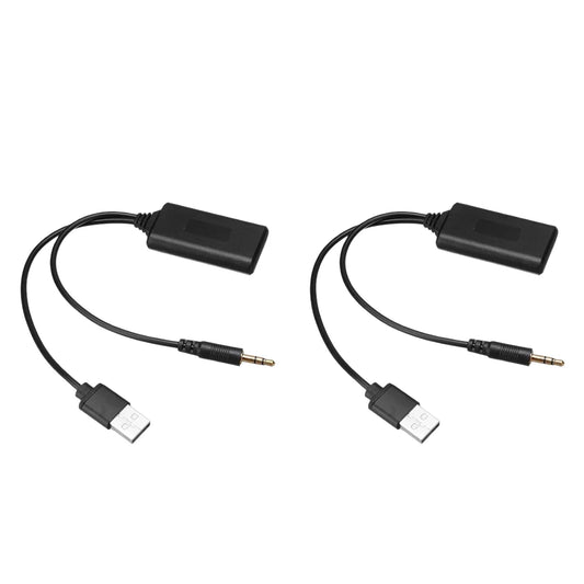 Black usb-to-3.5mm audio adapter cables with compact rectangular connectors and gold-plated jacks for bluetooth module jack wireless radio adapter use