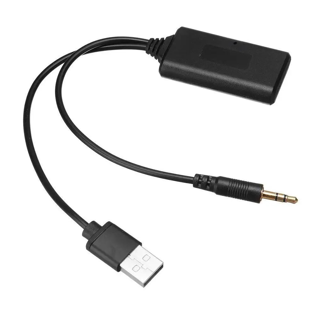 Black usb-to-3.5mm audio adapter cable with matte housing and gold-plated connector for universal jack wireless radio use
