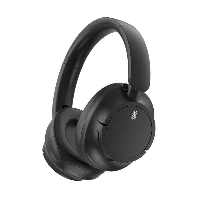 Black over-ear wireless bluetooth headphones with soft padded earcups sleek design for gamer headset hifi audio quality