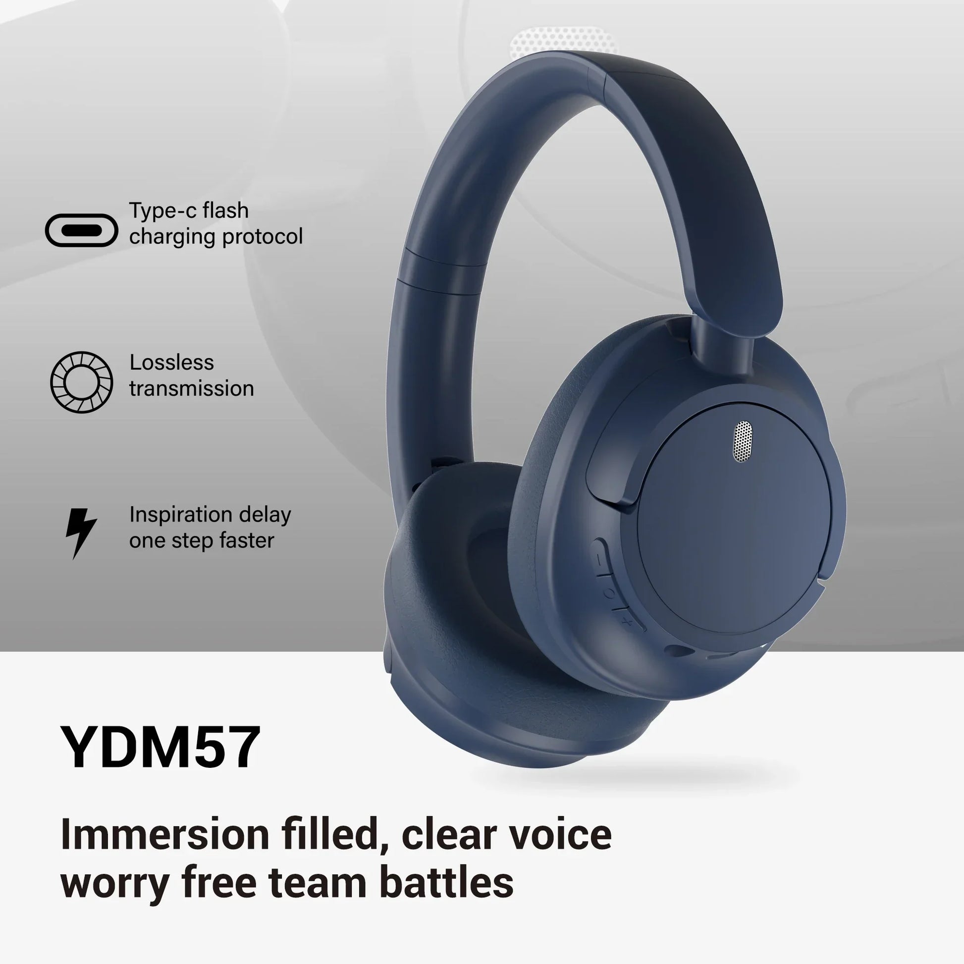 Navy blue wireless bluetooth headphones with matte finish designed as earphones wireless gamer headset hifi for xiaomi lenovo