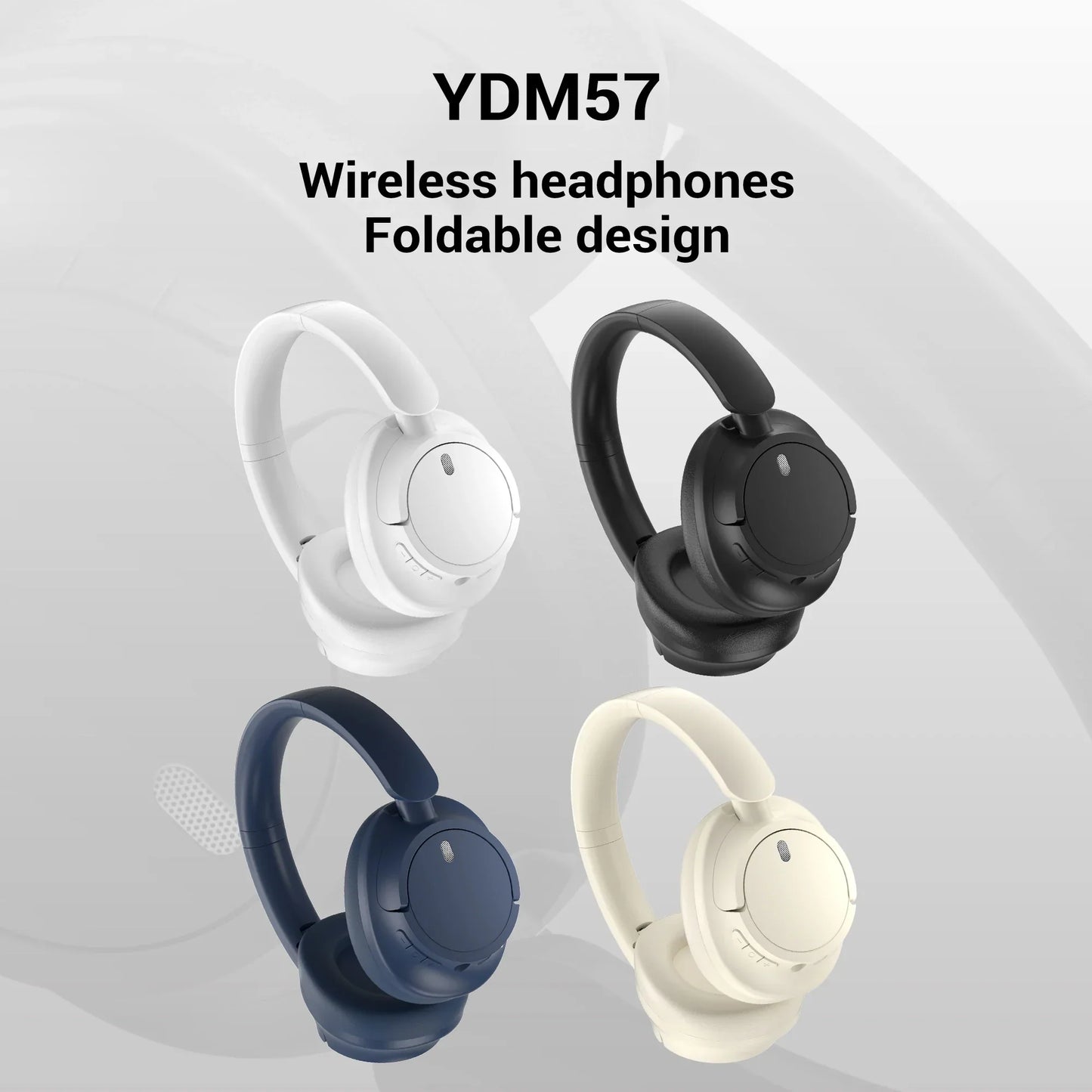 High quality wireless bluetooth headphones ydm57 in white black navy blue and cream with foldable design for gamer headset hifi