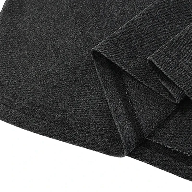 Dark gray heathered cotton fabric with soft weave and finished seams in hip hop 2024 summer washed unisex tshirt tops y2k
