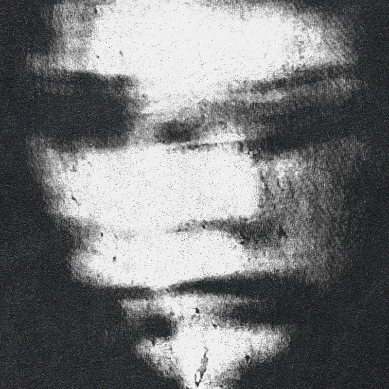 A grainy black-and-white graphic blurry face on a washed black shirt cotton unisex tshirt tops y2k style