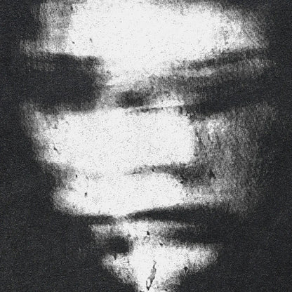 A grainy black-and-white graphic blurry face on a washed black shirt cotton unisex tshirt tops y2k style