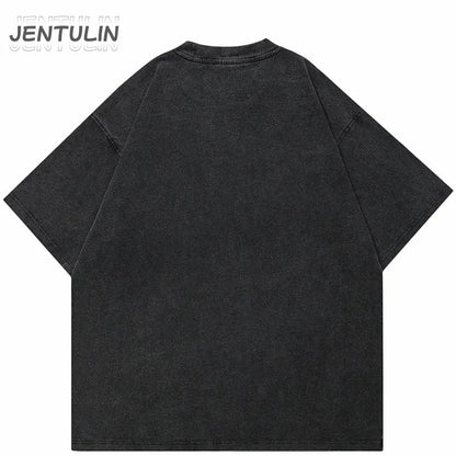 Black oversized shirt cotton unisex with faded distressed texture in a graphic blurry face y2k tshirt tops design