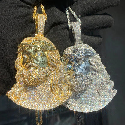 Gold and silver jesus piece pendants with cubic zirconic paved diamonds for necklace men rapper jewelry accessories
