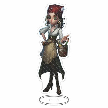 Detailed acrylic standee of a hip hop anime pirate girl with red bandana green goggles and layered clothing by lucky guy reznik emma woods helena