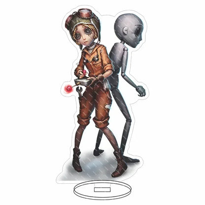 Brown steampunk-style hip hop anime standee with metallic alien companion featuring lucky guy reznik emma woods helena design