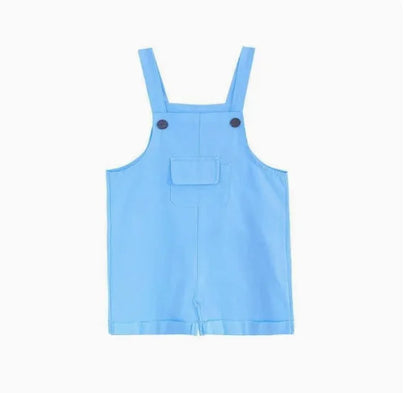 Light blue denim hip hop children solid overalls with black buttons and front pocket suspender shorts girls candy color short