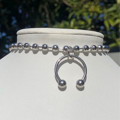 Silver ball chain short choker with u-shaped pendant for women unisex party club hyperbole sexy fashion jewelry accessory