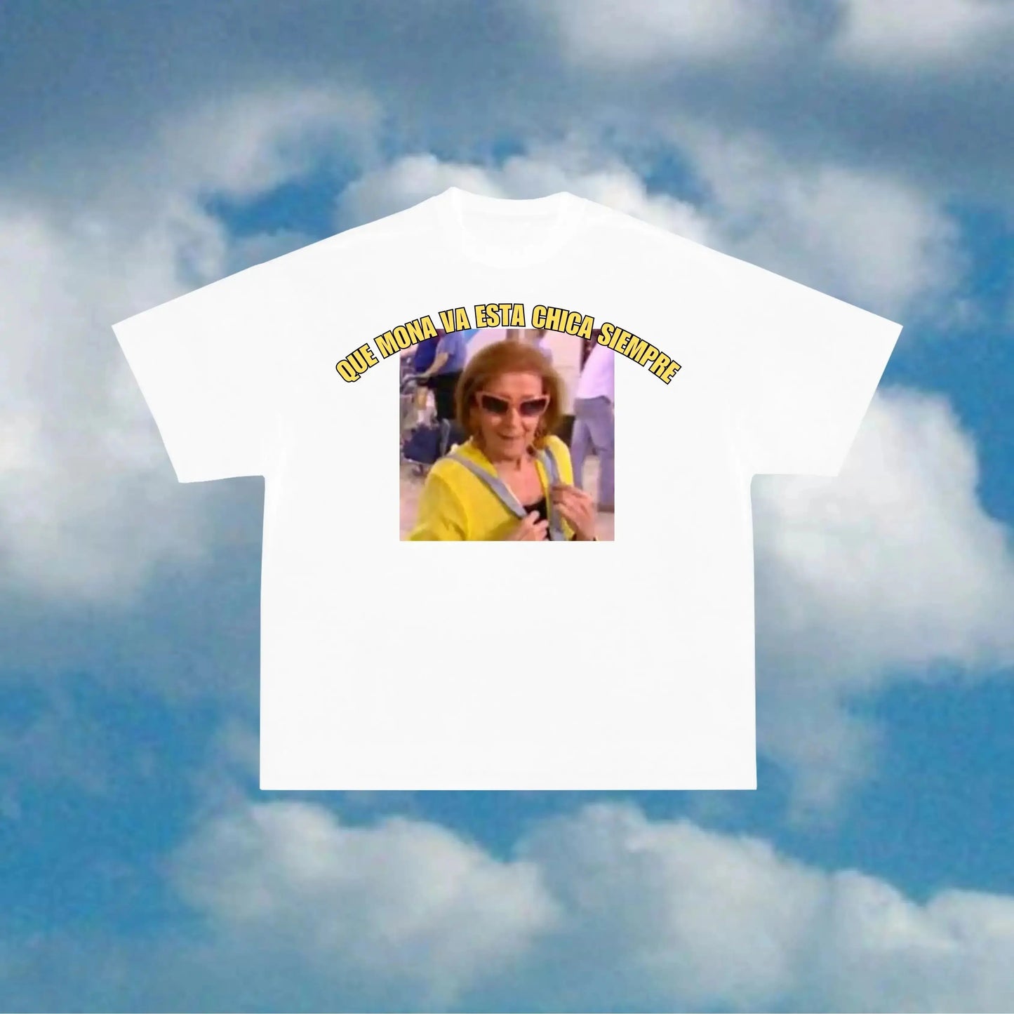 White cotton hip hop fashion t-shirt featuring a yellow woman print and viva funny graphic text for casual streetwear unisex