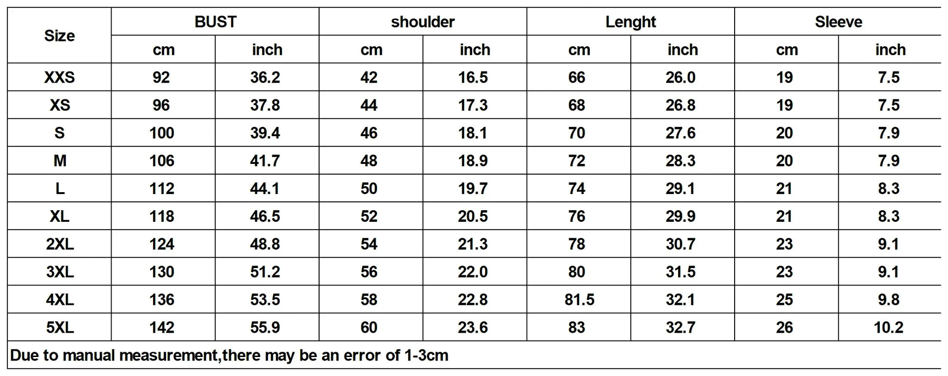 Size chart for hip hop flame men personality streetwear shirts summer harajuku in cm and inch from xxs to 5xl