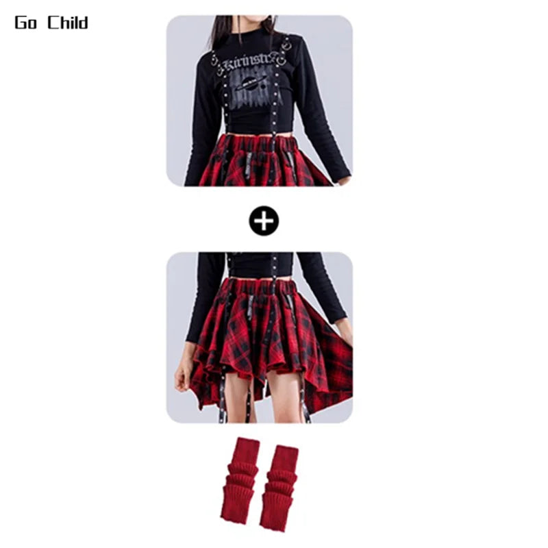 Red knitted leg warmers featured in hip hop girls street dance cargo and jazz girl group kids fashion sets