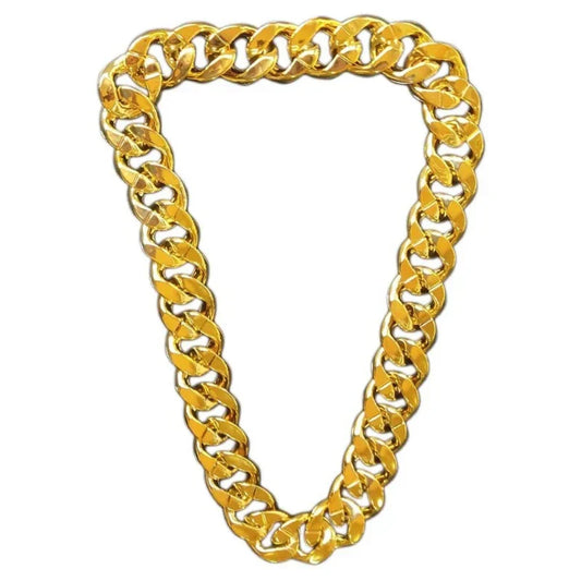 A hip hop gold acrylic chunky chain necklace featuring a thick, shiny, punk oversized large plastic curb link design