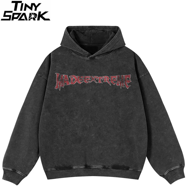 Black oversized 100 percent cotton hip hop hoodie with faded red made extreme graphic for streetwear autumn wear