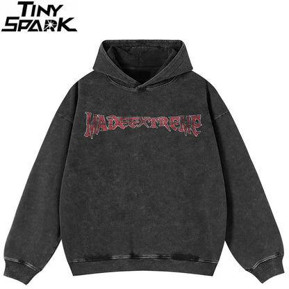Black oversized 100 percent cotton hip hop hoodie with faded red made extreme graphic for streetwear autumn wear