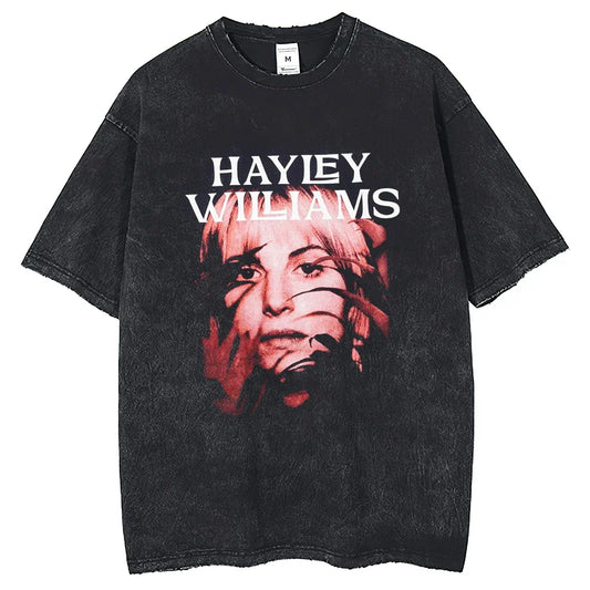 Black distressed cotton hip hop men’s oversize portrait print t-shirt with retro short sleeve fashion street wear design