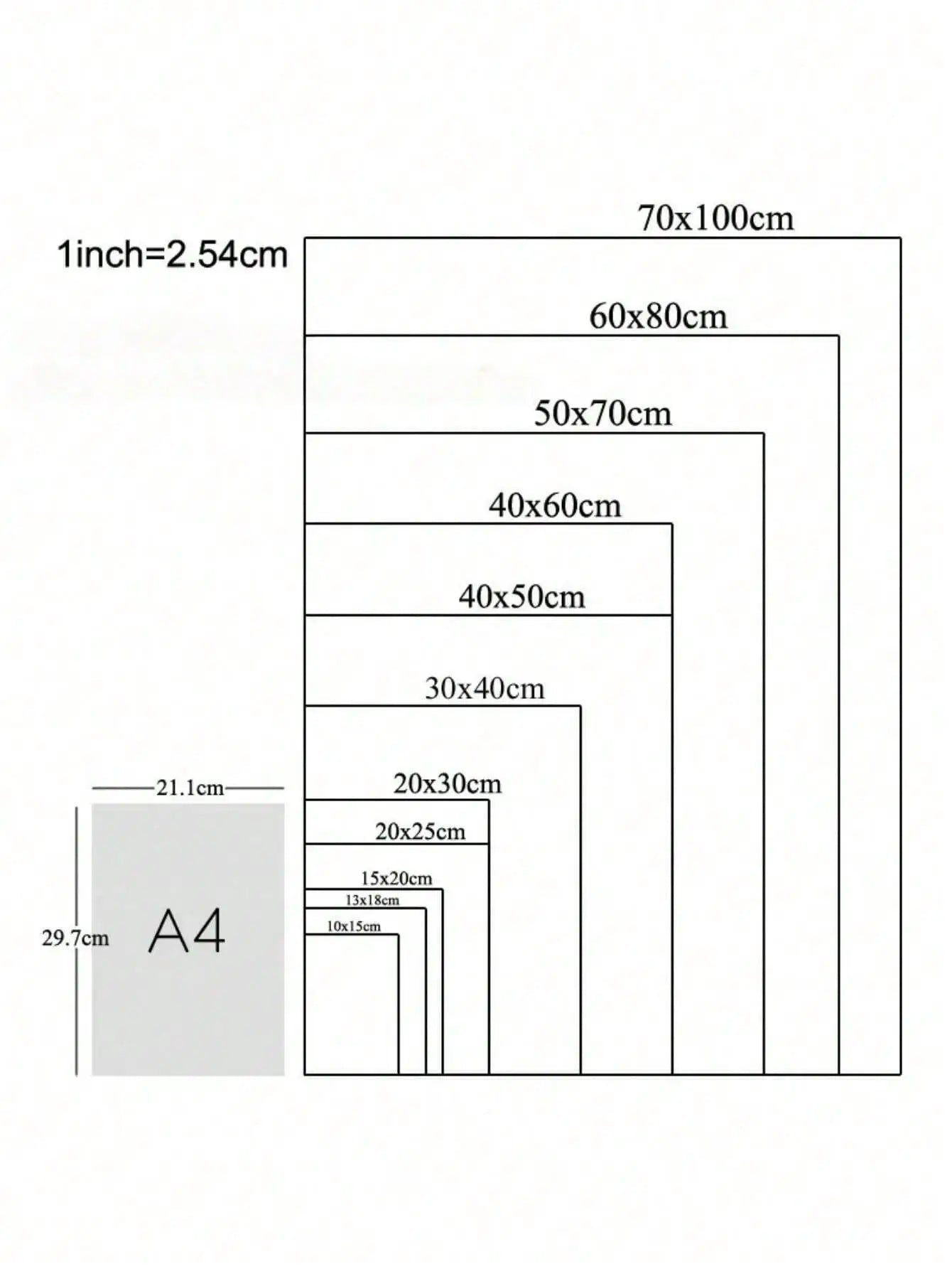 A4 sized light gray paper shown among standard sizes for hop music album prom chixtape poster wall art canvas