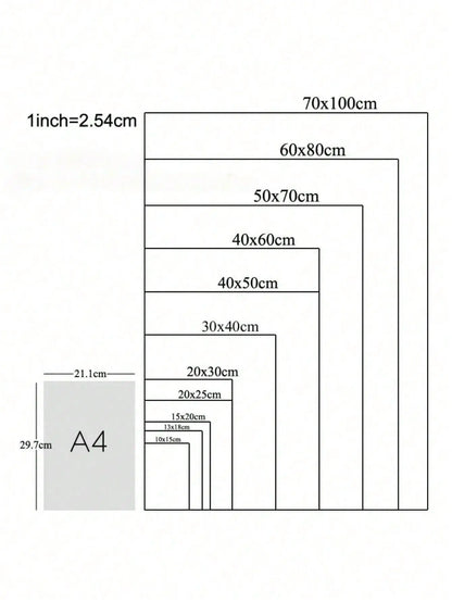 A4 sized light gray paper shown among standard sizes for hop music album prom chixtape poster wall art canvas