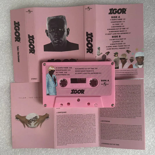 Pink hop rap igor cassette tape with therapy album label for creator earfquake music cosplay recorder walkman use
