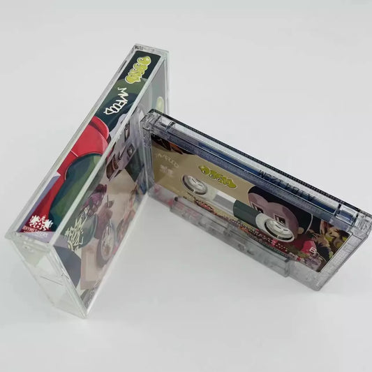 Clear plastic cassette tapes with colorful anime-style labels for rap mf doom tape mm ford record walkman recorder use