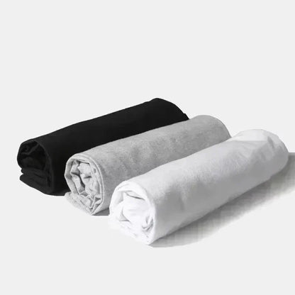 Three rolled-up breathable printed cotton fabrics in black gray and white for hip-hop rap street-style t-shirts