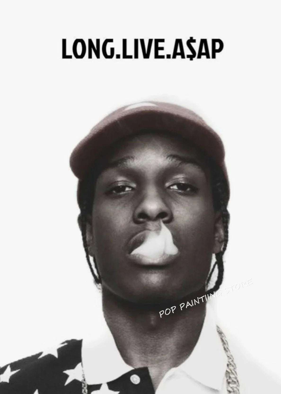 Black and white hip hop rapper asap rocky music album poster on dumb aesthetic canvas for living room decor gift