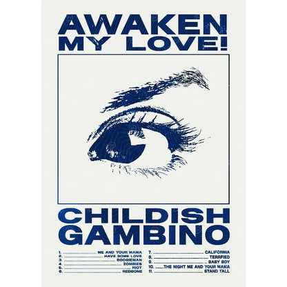 Blue stylized eye graphic hip hop rapper childish gambino canvas painting wall pictures for home decor