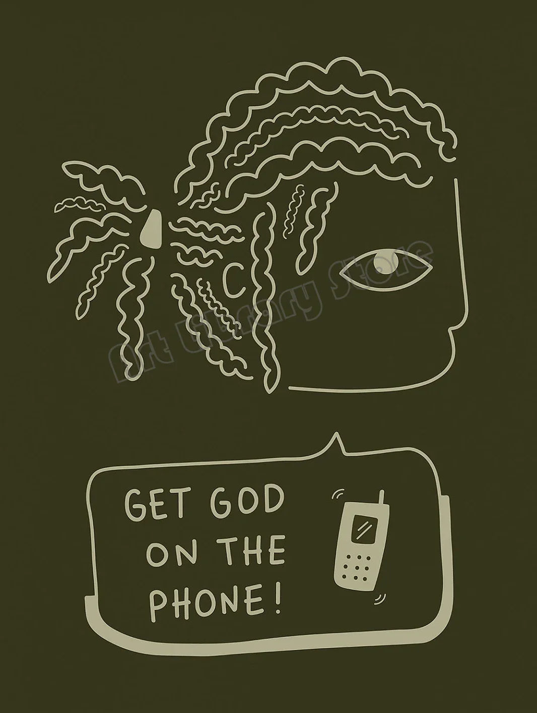 Minimalist line-art face with curly hair and flip phone phrase on hip hop rapper kendrick lamar music album anime canvas painting wall art