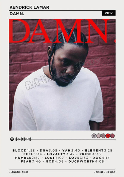 Hip hop rapper kendrick lamar canvas painting wall art featuring music album anime design for home decor fans gift