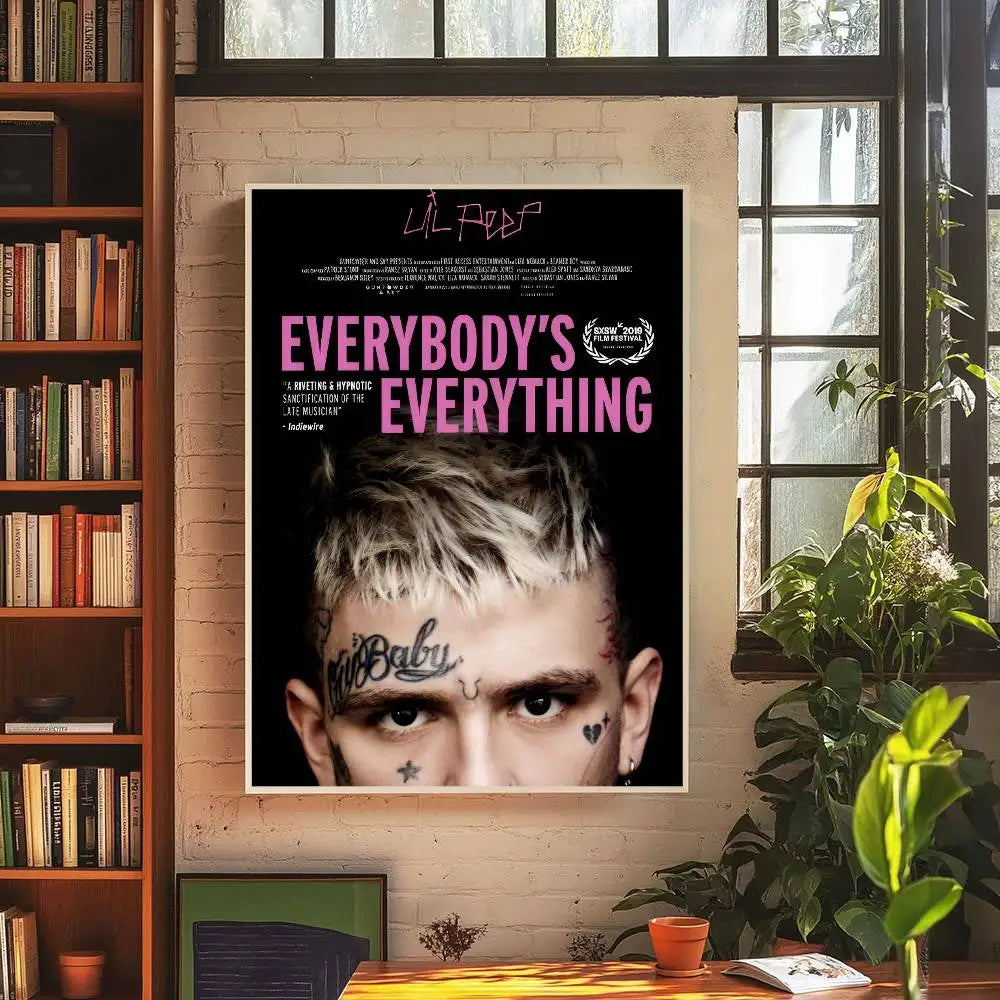 Black and pink hip hop rapper lil album peep art poster retro self-adhesive kraft paper sticker for wall decor