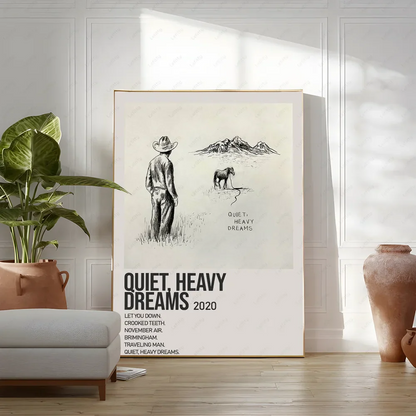 Framed black and white zach bryan poster featuring a cowboy and horse for hip hop rapper music album wall art print