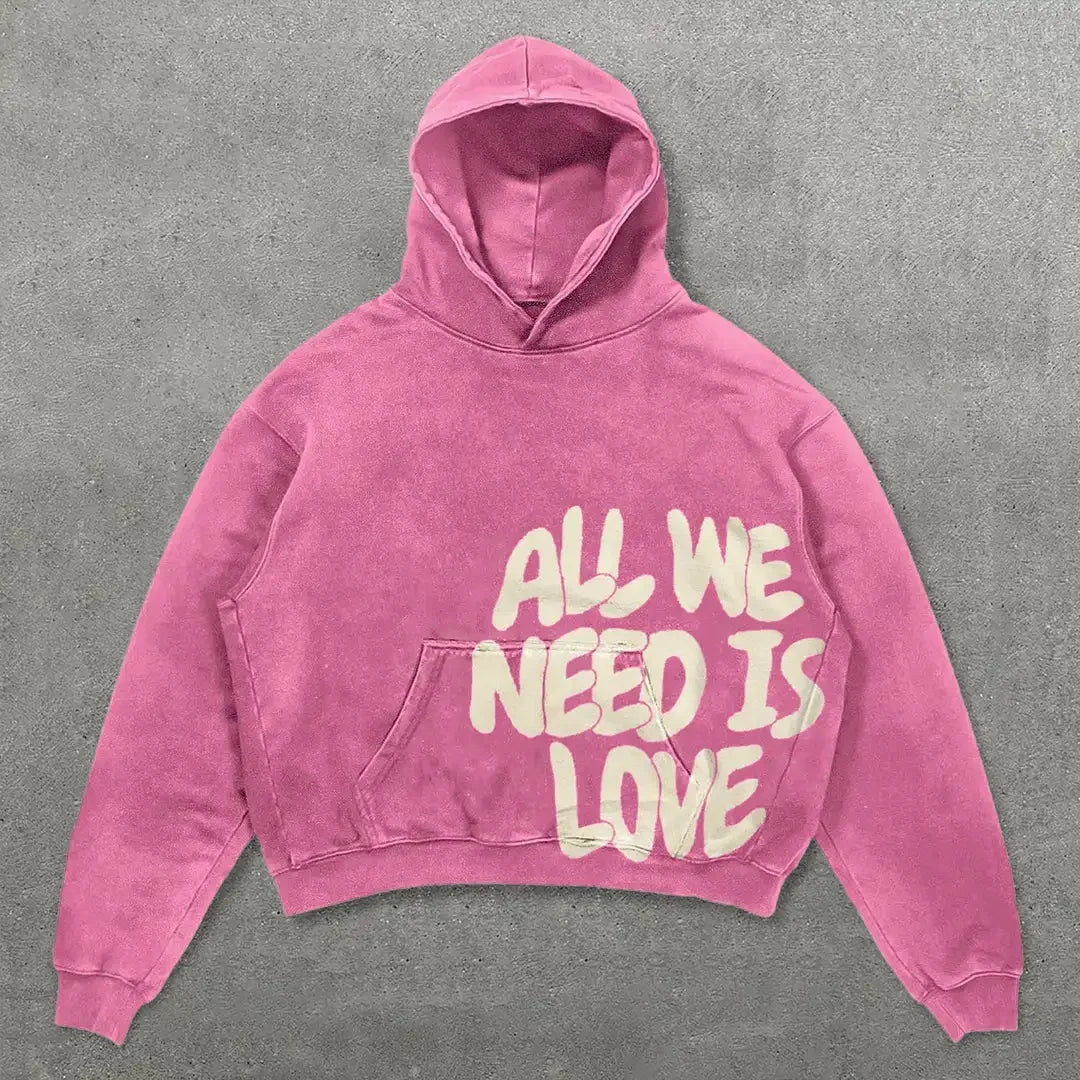 A soft pink oversized letter hoodie y2k with faded cream lettering for clothes men harajuku hip hop style