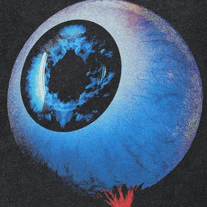 Hip hop retro black cotton t shirt featuring a vibrant streetwear big eyeball graphic for tees dope y2k style
